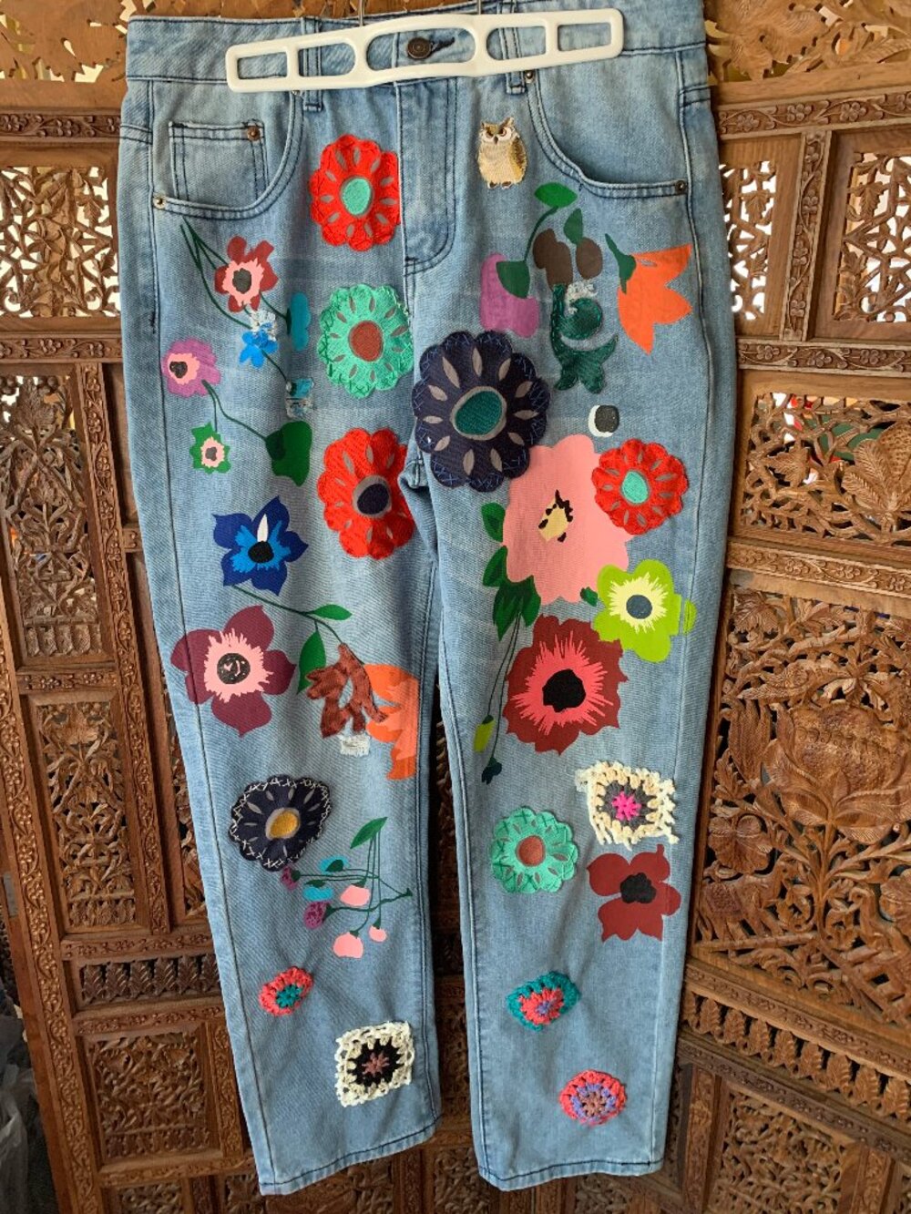 Custom One-of-a Kind Upcycle Jeans size large - Picture 2 of 10